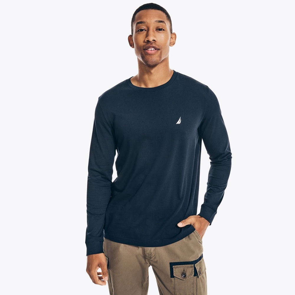 Nautica Men’s Size S Navy Blue Long-Sleeve Tee - Picture 2 of 5